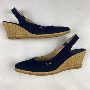 VISCATA Barcelona Navy Blue Lloret Wedge Slingback Sandals Size 41 (US 10)